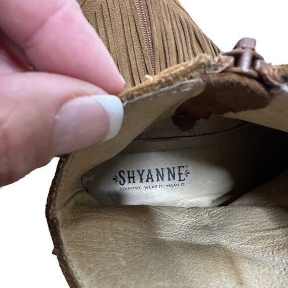 Shyanne | Brown Western Suede Fringe Booties Size 9 - Picture 6 of 9